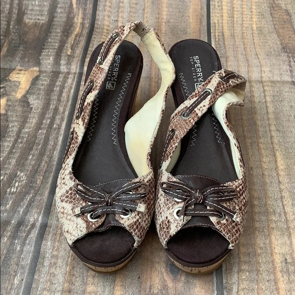 SPERRY snake skin print wedges size 9.5 - Picture 2 of 7